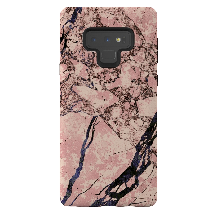 Galaxy Note 9 StrongFit Pink marble with dark cracks texture by Oana 