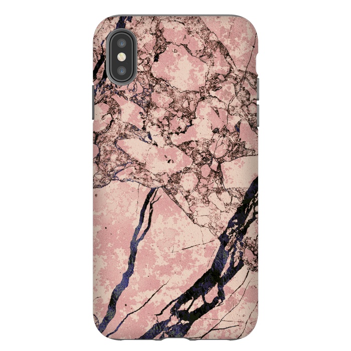 iPhone Xs Max StrongFit Pink marble with dark cracks texture by Oana 