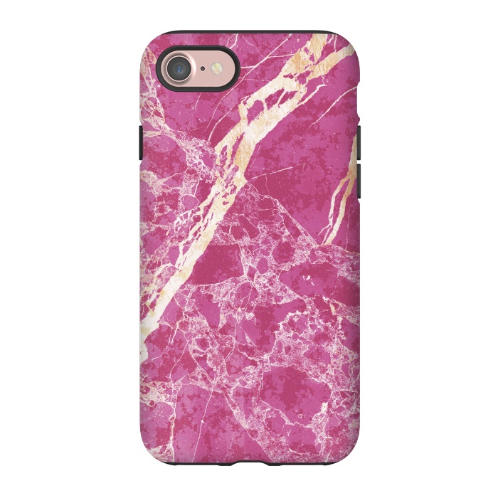iPhone 7 StrongFit Vibrant Fuchsia pink marble with golden cracks by Oana 