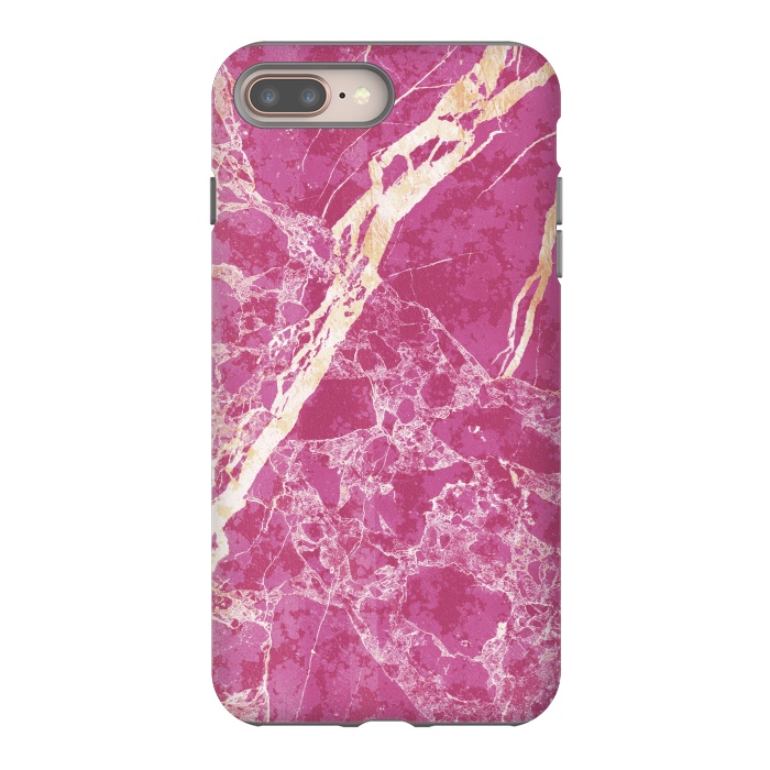 iPhone 7 plus StrongFit Vibrant Fuchsia pink marble with golden cracks by Oana 