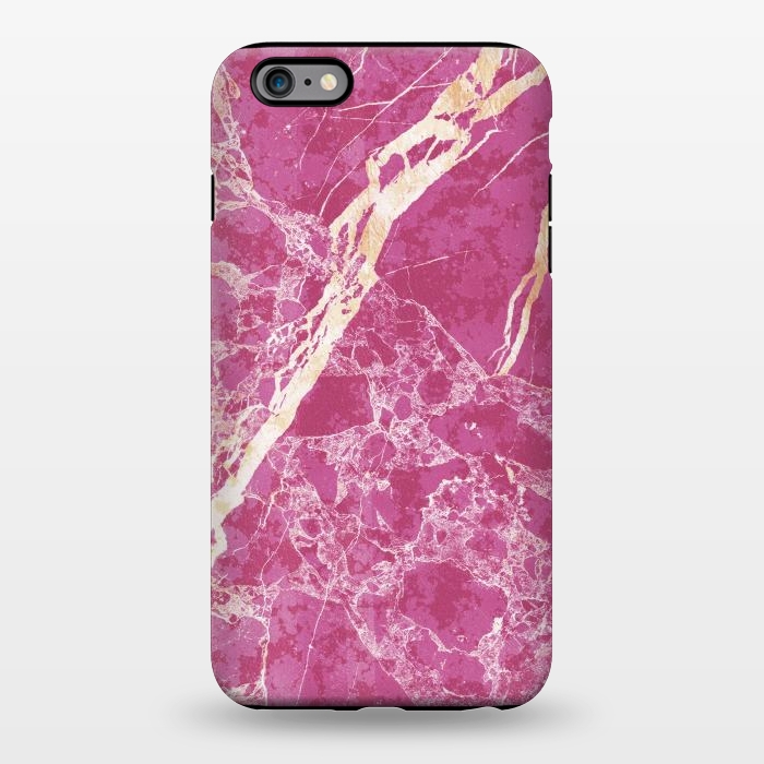 iPhone 6/6s plus StrongFit Vibrant Fuchsia pink marble with golden cracks by Oana 