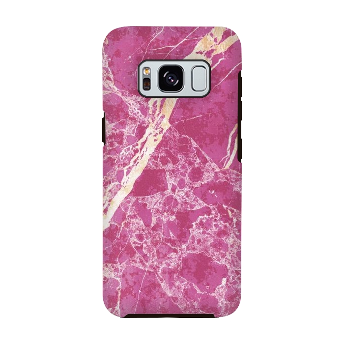 Galaxy S8 StrongFit Vibrant Fuchsia pink marble with golden cracks by Oana 