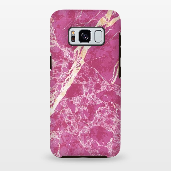 Galaxy S8 plus StrongFit Vibrant Fuchsia pink marble with golden cracks by Oana 