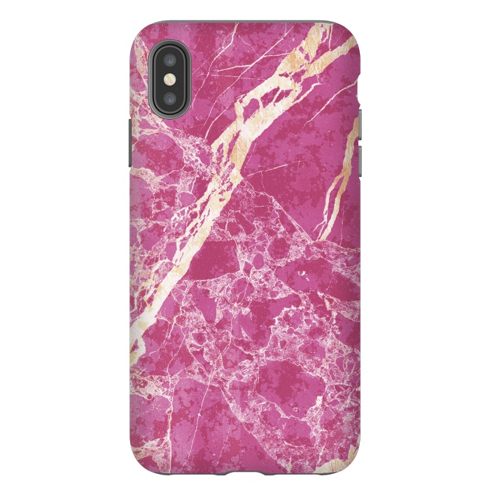 iPhone Xs Max StrongFit Vibrant Fuchsia pink marble with golden cracks by Oana 