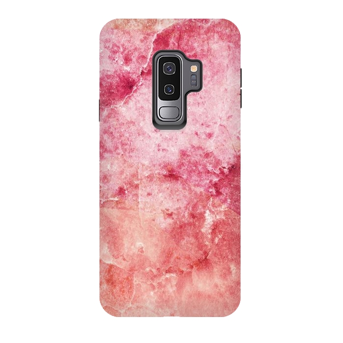Galaxy S9 plus StrongFit Pink peach marble art by Oana 