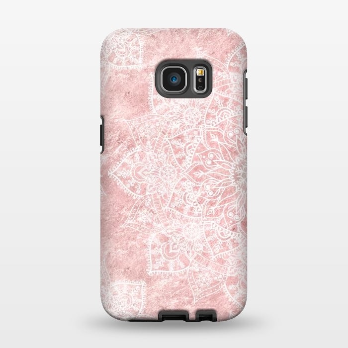 Galaxy S7 EDGE StrongFit Elegant poinsettia and snowflakes doodles mandala art by InovArts