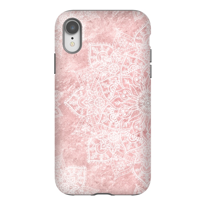 iPhone Xr StrongFit Elegant poinsettia and snowflakes doodles mandala art by InovArts