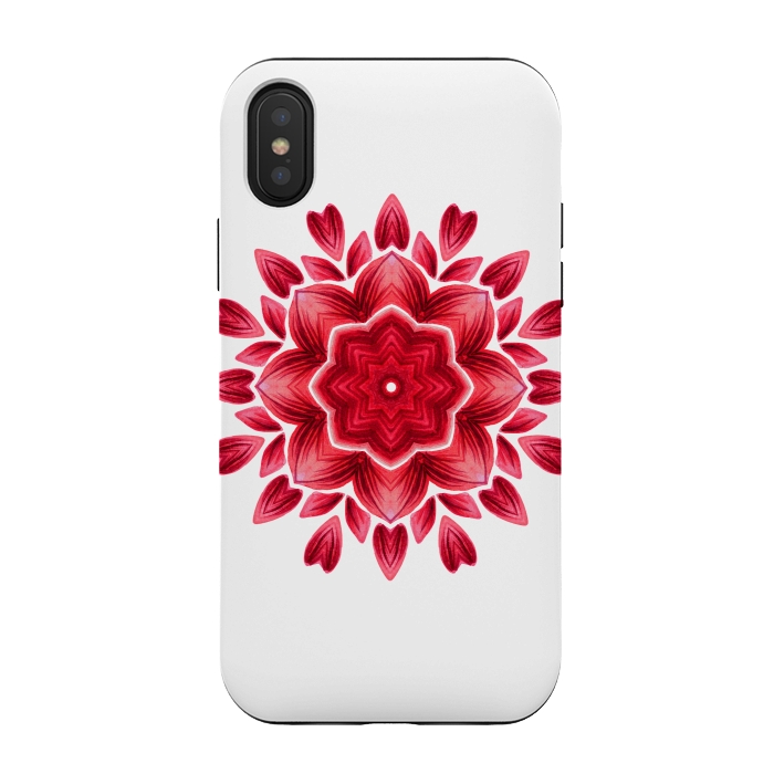 iPhone Xs / X StrongFit Abstract Watercolor Rose Petal Floral Mandala by Boriana Giormova