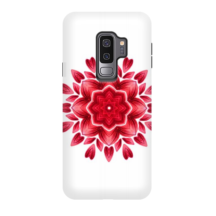 Galaxy S9 plus StrongFit Abstract Watercolor Rose Petal Floral Mandala by Boriana Giormova