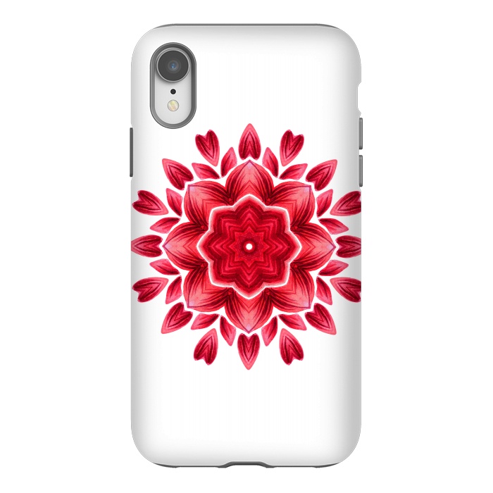 iPhone Xr StrongFit Abstract Watercolor Rose Petal Floral Mandala by Boriana Giormova
