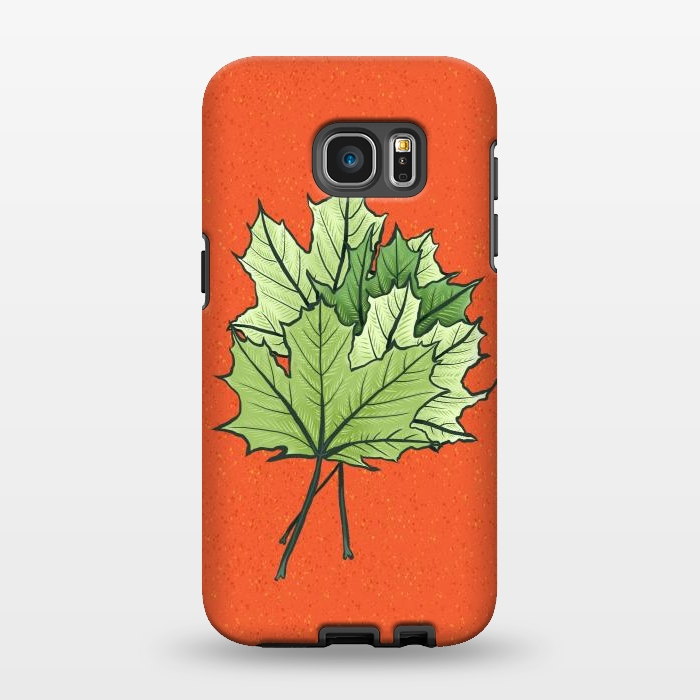 Galaxy S7 EDGE StrongFit Maple Leaves Digital Art In Green And Orange by Boriana Giormova
