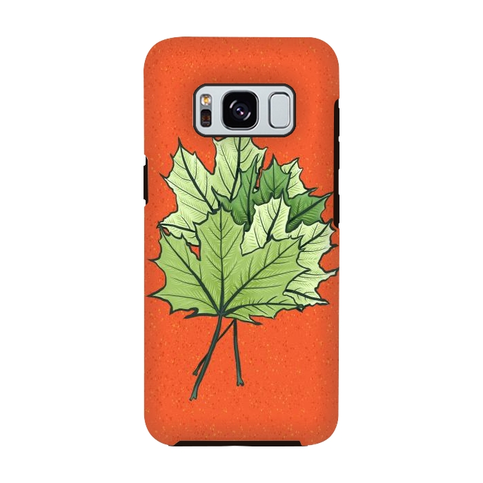 Galaxy S8 StrongFit Maple Leaves Digital Art In Green And Orange by Boriana Giormova