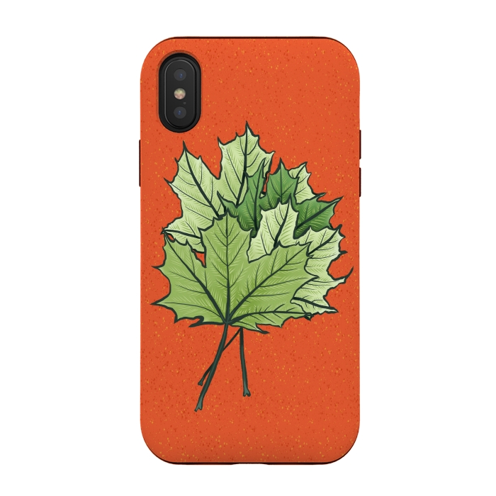 iPhone Xs / X StrongFit Maple Leaves Digital Art In Green And Orange by Boriana Giormova