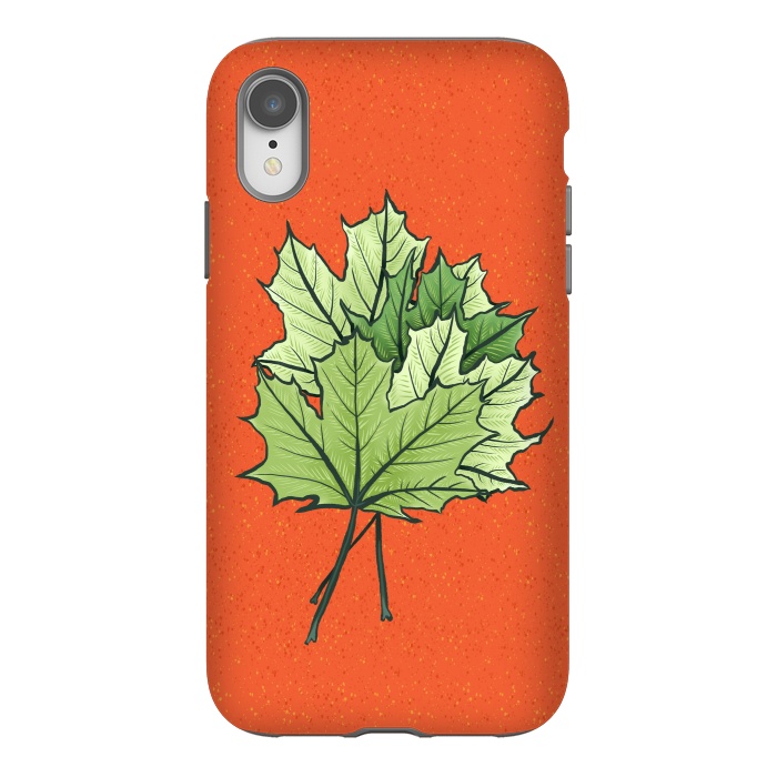 iPhone Xr StrongFit Maple Leaves Digital Art In Green And Orange by Boriana Giormova