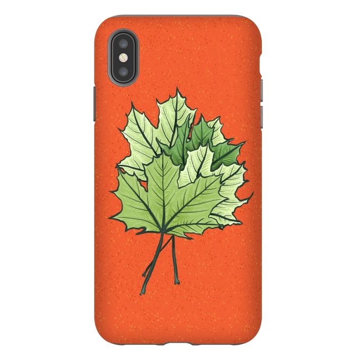 iPhone Xs Max StrongFit Maple Leaves Digital Art In Green And Orange by Boriana Giormova