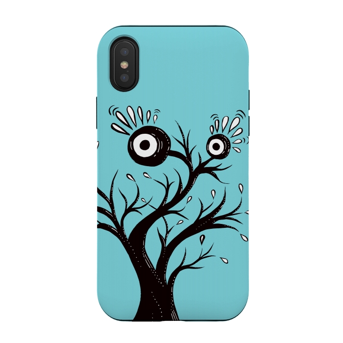 iPhone Xs / X StrongFit Tree Monster Weird Ink Drawing by Boriana Giormova