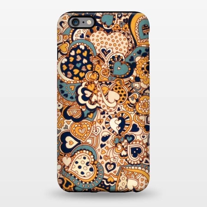 iPhone 6/6s plus StrongFit Heart Doodles in Mustard and Teal by Micklyn Le Feuvre