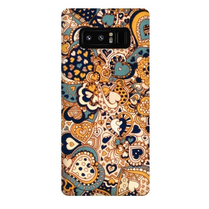 Galaxy Note 8 StrongFit Heart Doodles in Mustard and Teal by Micklyn Le Feuvre