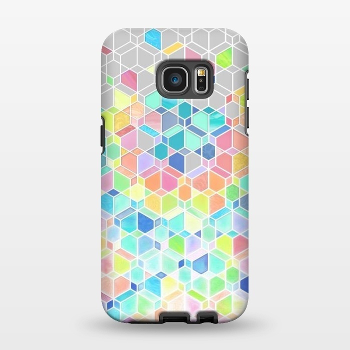 Galaxy S7 EDGE StrongFit Rainbow Cubes and Diamonds by Micklyn Le Feuvre
