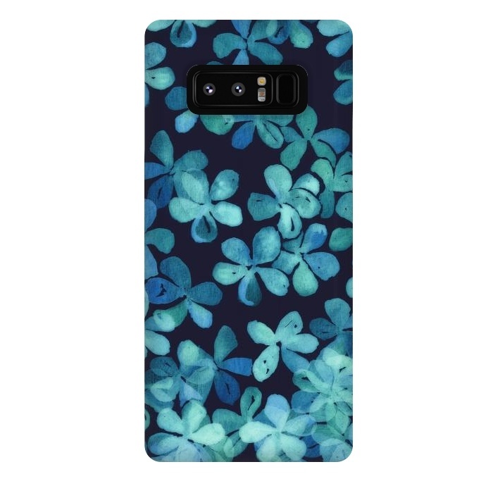 Galaxy Note 8 StrongFit Hand Painted Floral Pattern in Teal & Navy Blue by Micklyn Le Feuvre