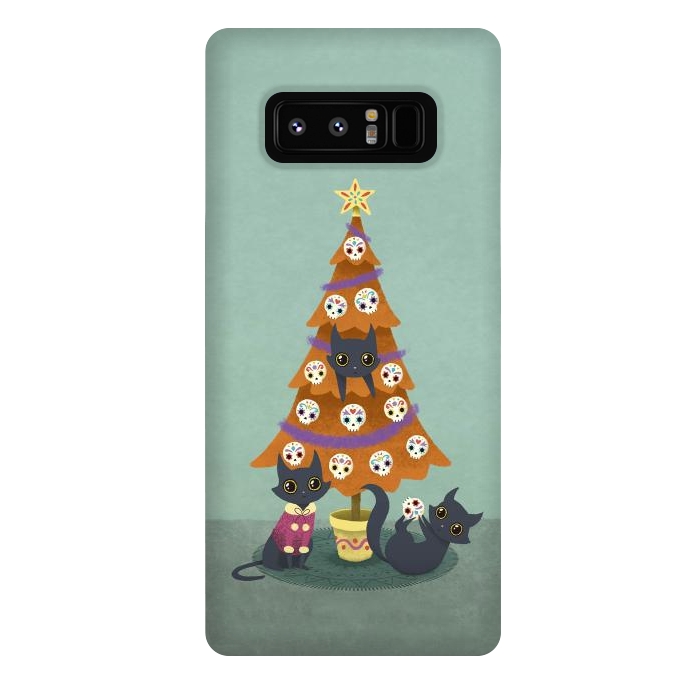 Galaxy Note 8 StrongFit Meowy christmas sugarskulls by Laura Nagel
