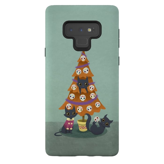 Galaxy Note 9 StrongFit Meowy christmas sugarskulls by Laura Nagel