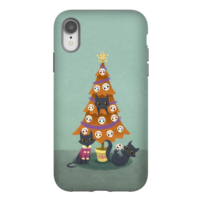 iPhone Xr StrongFit Meowy christmas sugarskulls by Laura Nagel