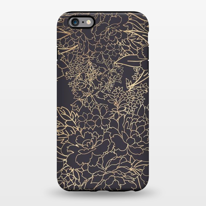 iPhone 6/6s plus StrongFit Luxury winter floral golden strokes doodles design by InovArts