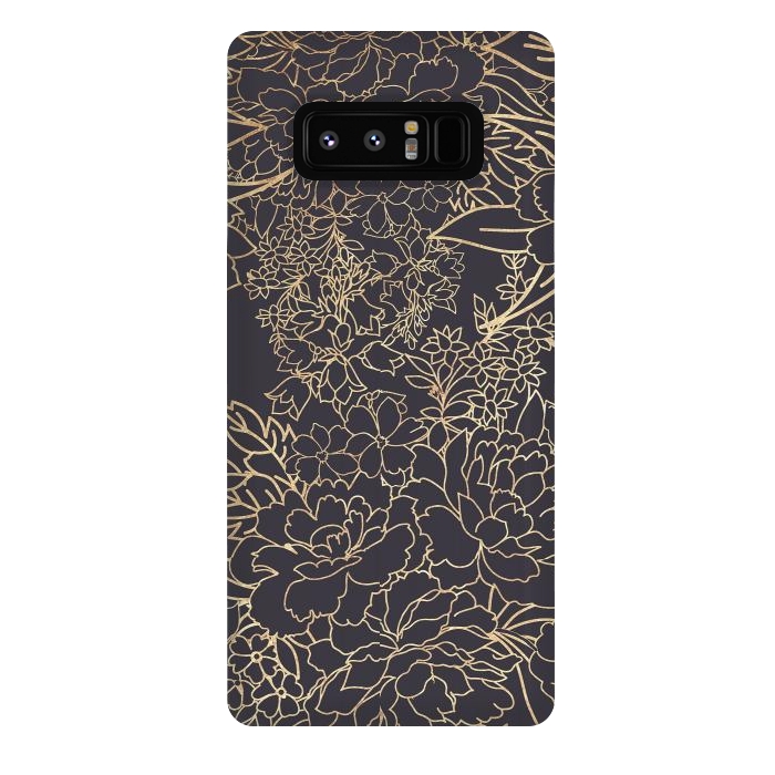 Galaxy Note 8 StrongFit Luxury winter floral golden strokes doodles design by InovArts