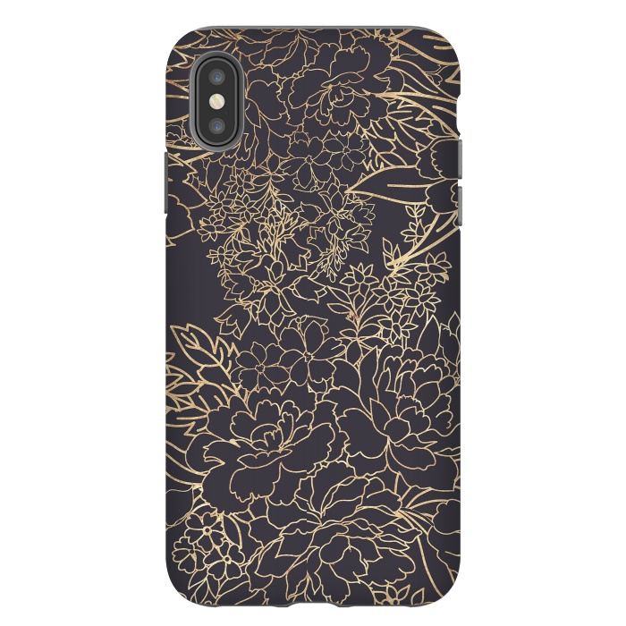 iPhone Xs Max StrongFit Luxury winter floral golden strokes doodles design by InovArts