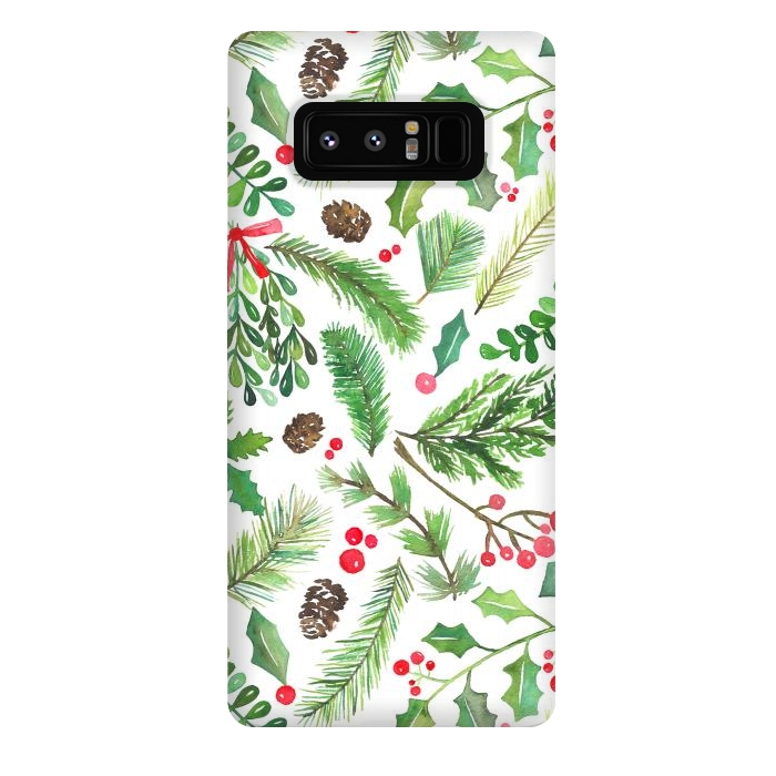 Galaxy Note 8 StrongFit Watercolor Christmas Greenery by Noonday Design