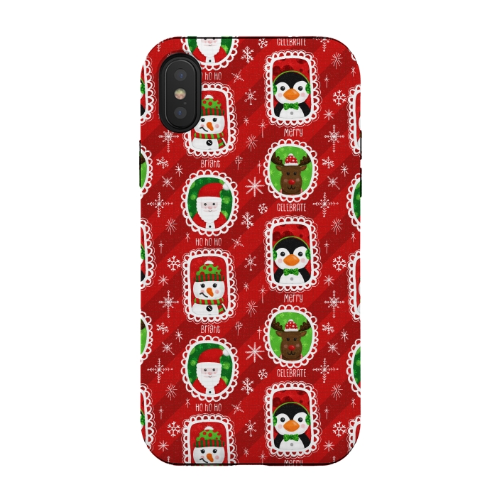 iPhone Xs / X StrongFit Santa and Friends by Noonday Design