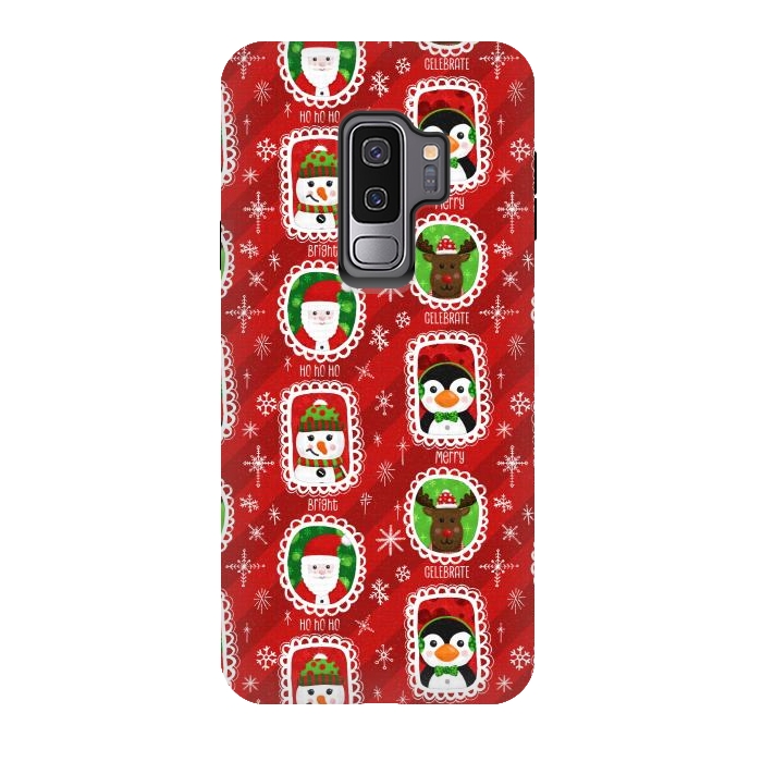 Galaxy S9 plus StrongFit Santa and Friends by Noonday Design