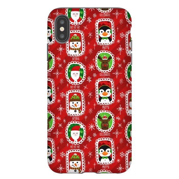 iPhone Xs Max StrongFit Santa and Friends by Noonday Design