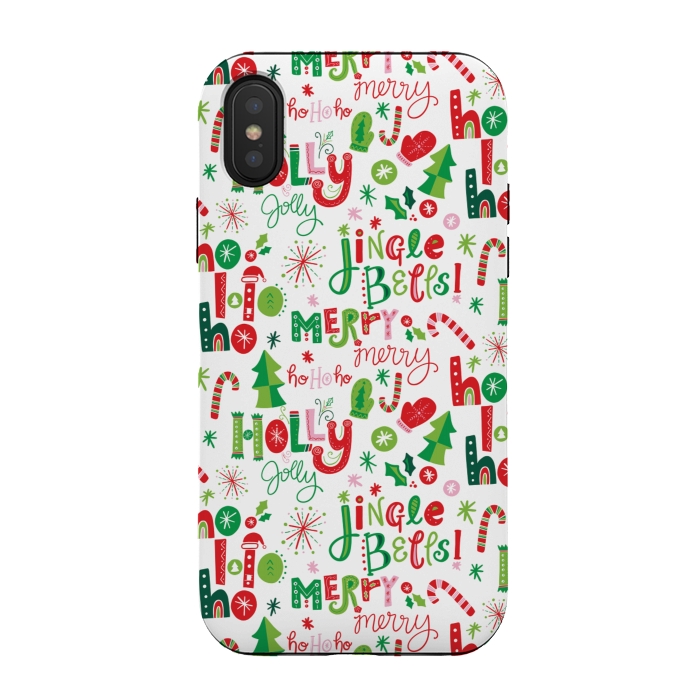 iPhone Xs / X StrongFit Festive Christmas Lettering by Noonday Design