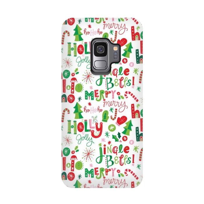 Galaxy S9 StrongFit Festive Christmas Lettering by Noonday Design