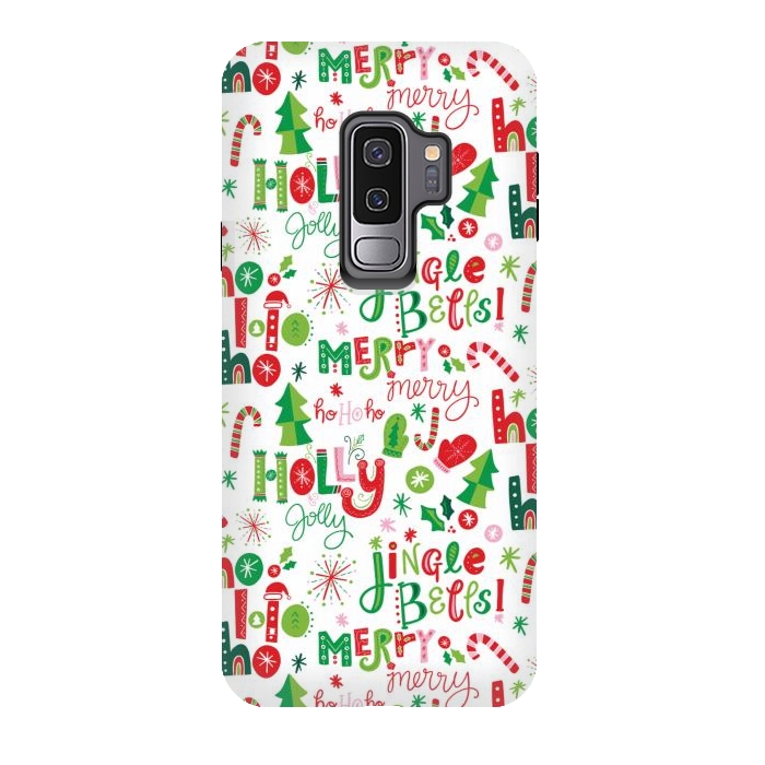 Galaxy S9 plus StrongFit Festive Christmas Lettering by Noonday Design