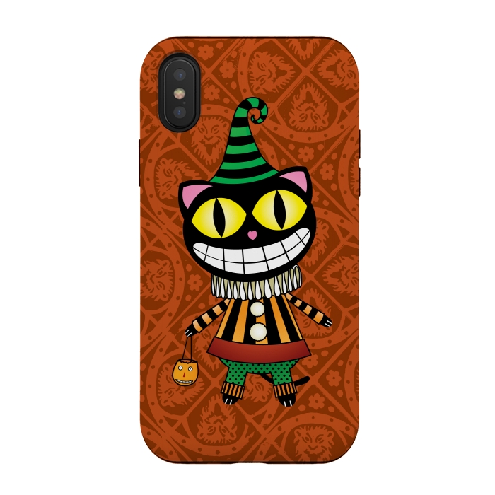 iPhone Xs / X StrongFit Cassiues Harlequin Cat by Mangulica