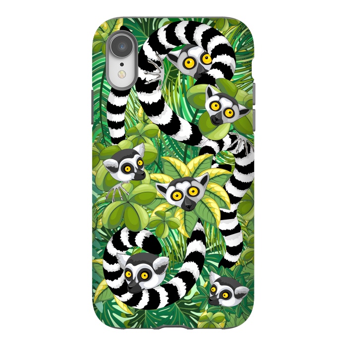 iPhone Xr StrongFit Lemurs of Madagascar on Rainforest  by BluedarkArt