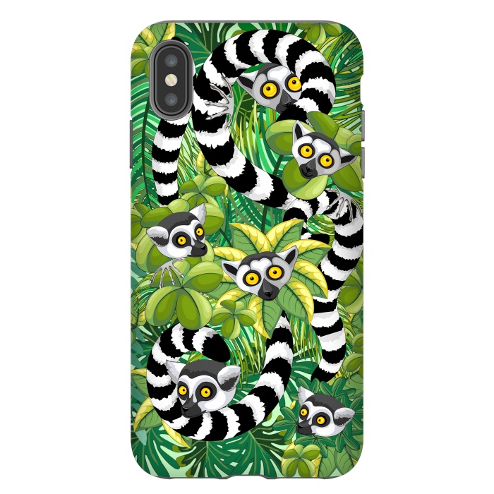 iPhone Xs Max StrongFit Lemurs of Madagascar on Rainforest  by BluedarkArt