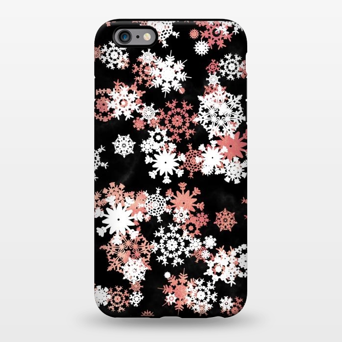 iPhone 6/6s plus StrongFit Rose gold and white snowflakes on black background by Oana 