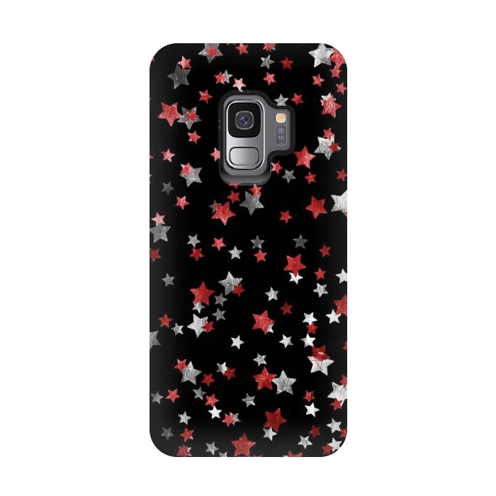 Galaxy S9 StrongFit Rust copper and silver party stars by Oana 