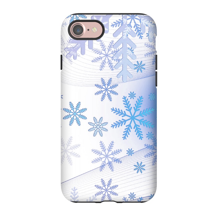 iPhone 7 StrongFit Blue icy snowflakes - Christmas illustration by Oana 