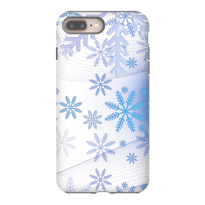 iPhone 7 plus StrongFit Blue icy snowflakes - Christmas illustration by Oana 
