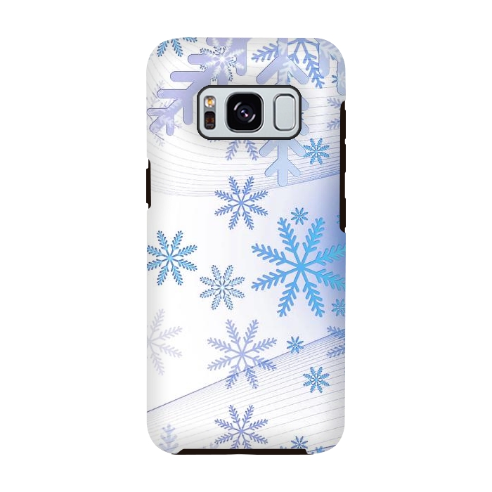 Galaxy S8 StrongFit Blue icy snowflakes - Christmas illustration by Oana 
