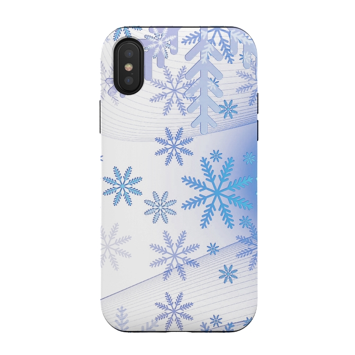 iPhone Xs / X StrongFit Blue icy snowflakes - Christmas illustration by Oana 