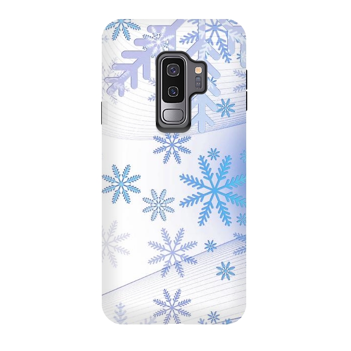 Galaxy S9 plus StrongFit Blue icy snowflakes - Christmas illustration by Oana 