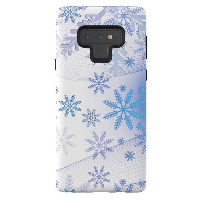 Galaxy Note 9 StrongFit Blue icy snowflakes - Christmas illustration by Oana 