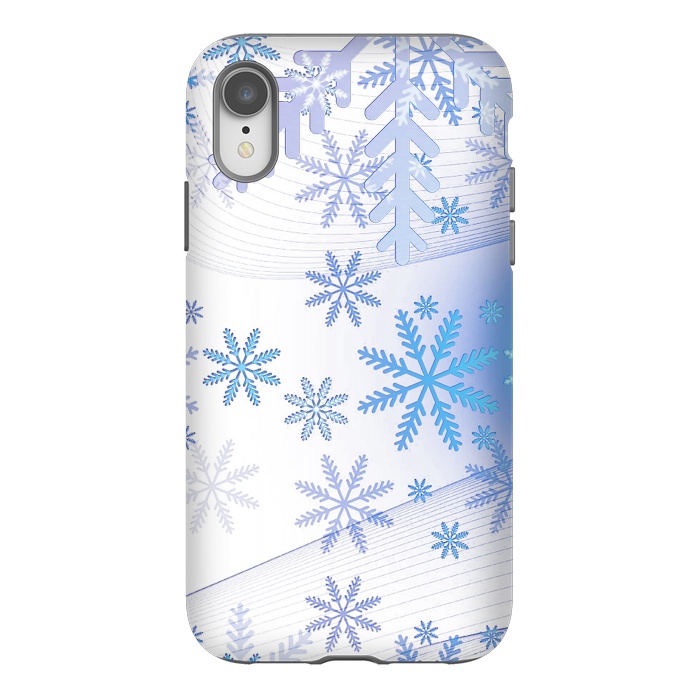 iPhone Xr StrongFit Blue icy snowflakes - Christmas illustration by Oana 
