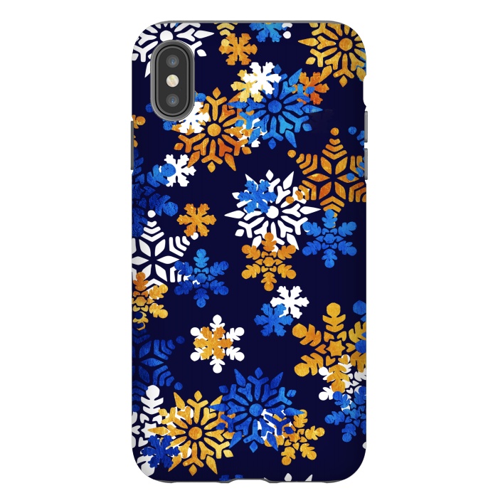 iPhone Xs Max StrongFit Blue, gold, white snowflakes by Oana 
